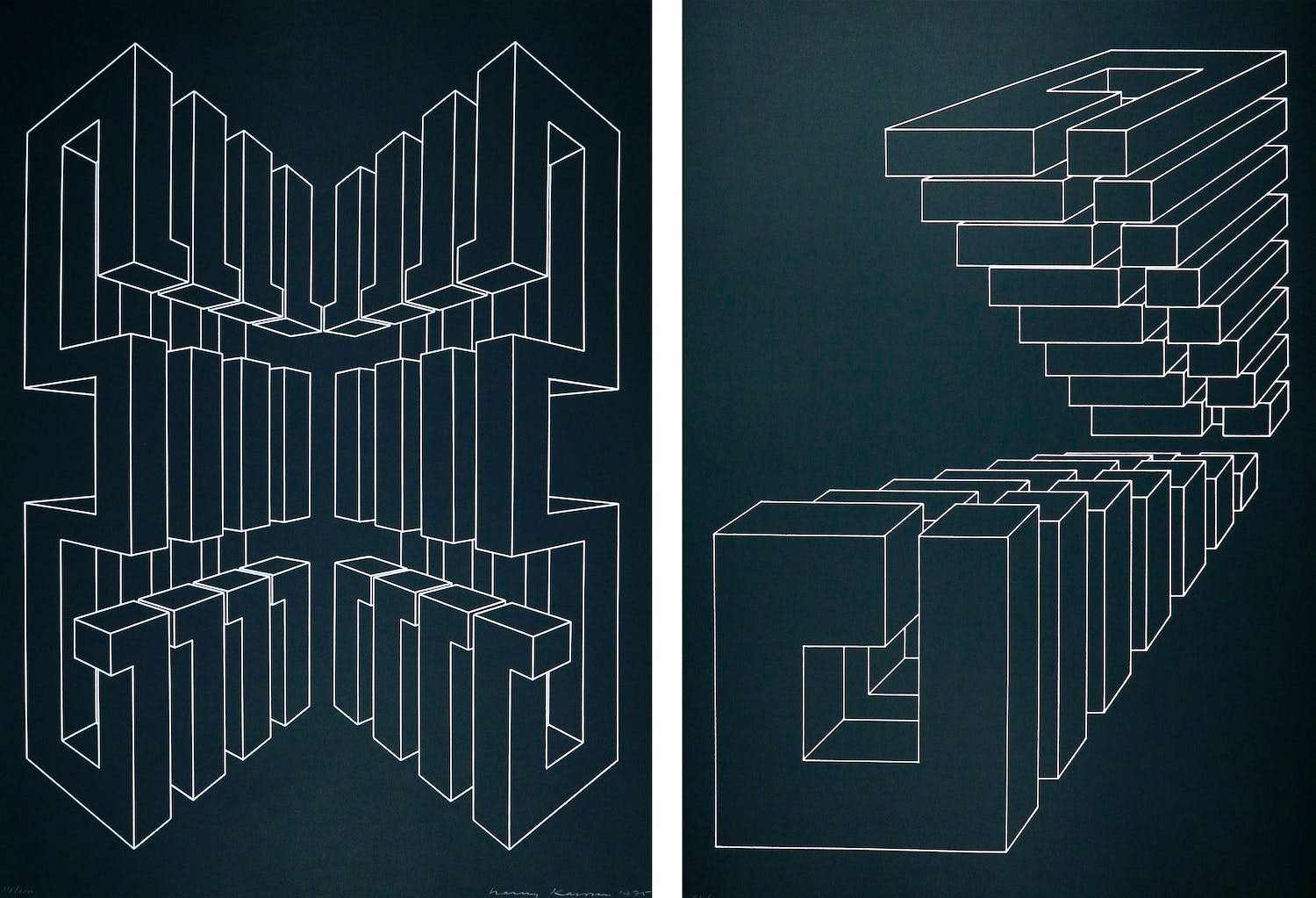 Harry Karssen - Lot van twee zeefdrukken, Z.t. Abstractie kopen? Bied vanaf 1!