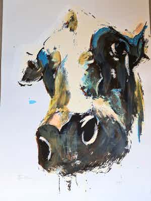 Theo Onnes - Cow - gesigneerd - 75 ex - groot verkocht voor € 1!
