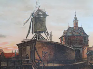Aelbert Cuyp - Gezicht op de Oude Oostpoort te Rotterdam met molen op bolwerk . kopen? Bied vanaf 20!