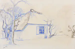 Jaap Min - Krijt- & inkttekening, Boerderij kopen? Bied vanaf 100!