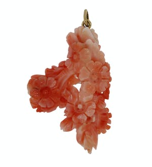 Unieke handgesneden koraal hanger in vorm roos gouden oog kopen? Bied vanaf 569!