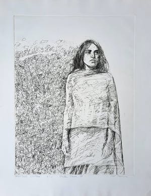 Anton Vrede - drogenaald ETS - Portret Chitra 6/10 - vroeg werk 1976 kopen? Bied vanaf 1!