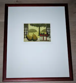 Laetitia de Haas - Uitzicht (met stilleven) - prachtig ingelijste kleurets uit 1995 kopen? Bied vanaf 45!