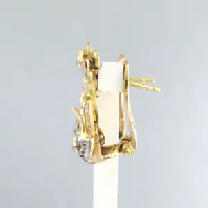 RETRO 18k goud en zilver oorclips in een vorm van vogel met robijn en diamant kopen? Bied vanaf 725!