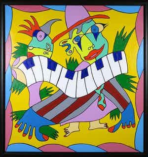 Hans Schoots - Acryl op doek, Zonder titel - Ingelijst (Groot) verkocht voor € 1!