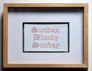 Jochen Flinzer - Sunday, Bloody Sunday Bild mit 2 Seiten Poskarte Seidenfaden gestickt kopen? Bied vanaf 900!