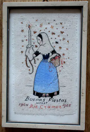 Rie Cramer - Ingelijste tekening: Buenas Fiestas wenst... - 1964-1965 kopen? Bied vanaf 299!