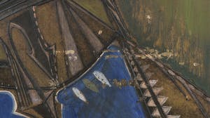 Niet of onleesbaar gesigneerd - Gemengde techniek op board, De Nieuwe Meer van boven - Ingelijst kopen? Bied vanaf 1!