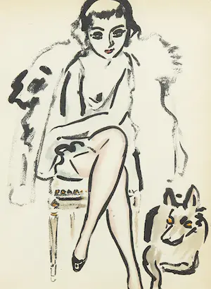 Kees van Dongen - Pochoir, Jeune femme au chien + boek door Edouard des Courières kopen? Bied vanaf 1!