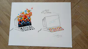 Wilhelm Schlote - Kleurenzeefdruk COMPUTER LOVE Handgesigneerd kopen? Bied vanaf 39!