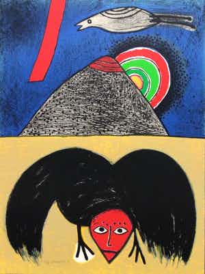 Corneille - l'oiseau noir à tête rouge - e.a. exemplaar verkocht voor € 175!