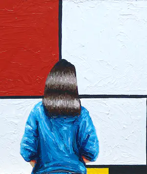 Gerard Boersma - Compositie 2 (Vrouw kijkend naar schilderij van Piet Mondriaan) kopen? Bied vanaf 75!