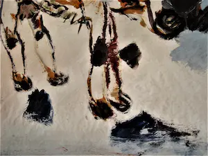 Geert Jan Jansen - Grote expressionistische Gouache op papier "Neushoorn" gesigneerd kopen? Bied vanaf 79!