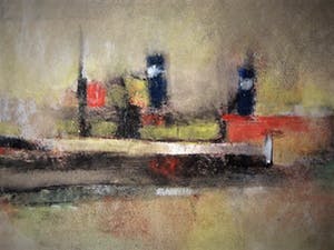 Niet of onleesbaar gesigneerd - Gesigneerde 1964 Pastel "Ochtendnevel - schepen in havenmond" kopen? Bied vanaf 10!