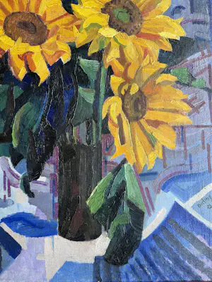 Herman Bieling - olieverf op doek | 'Zonnebloemen' | 1922 kopen? Bied vanaf 2000!