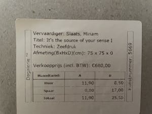Miriam Slaats - Zeefdruk - Alle kennis komt voort uit onze zintuigen - Ingelijst kopen? Bied vanaf 65!