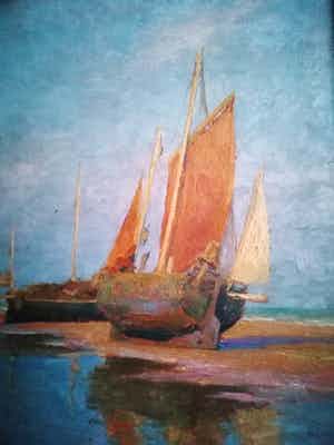 Edgard Farasyn - 'Zeilboten op het strand' verkocht voor € 495!