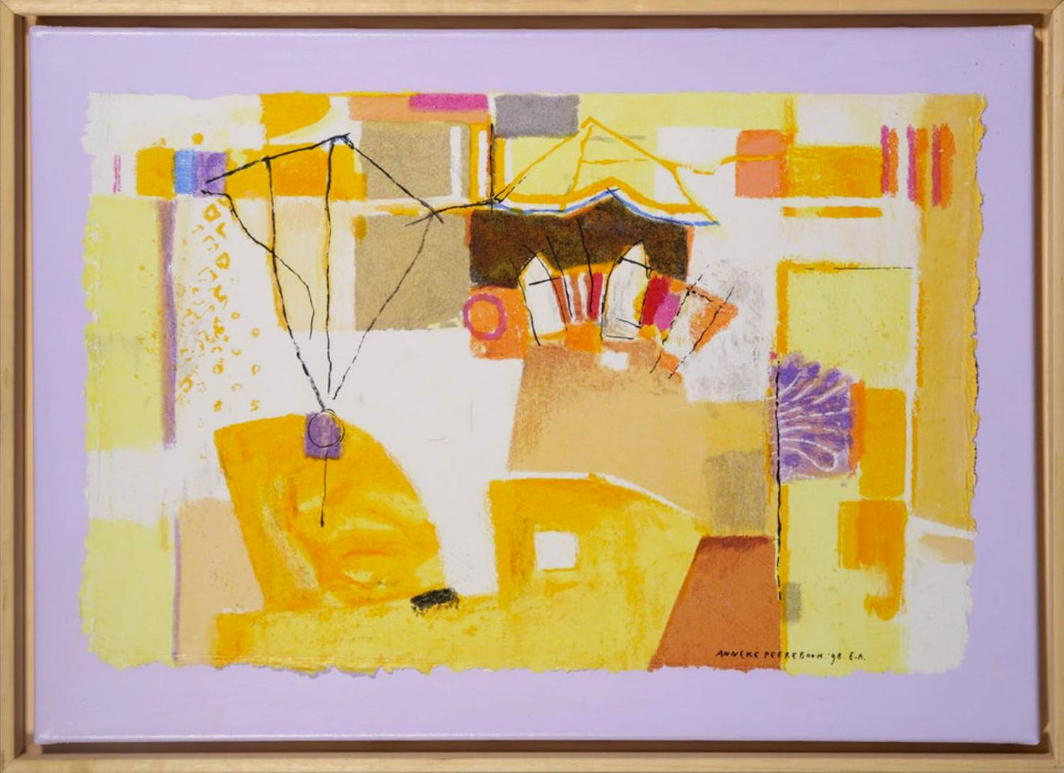 Anneke Peereboom - Anneke Peereboom: Zeefdruk op papier op doek, Luce del Giorno VI - Ingelijst verkocht voor € 35!