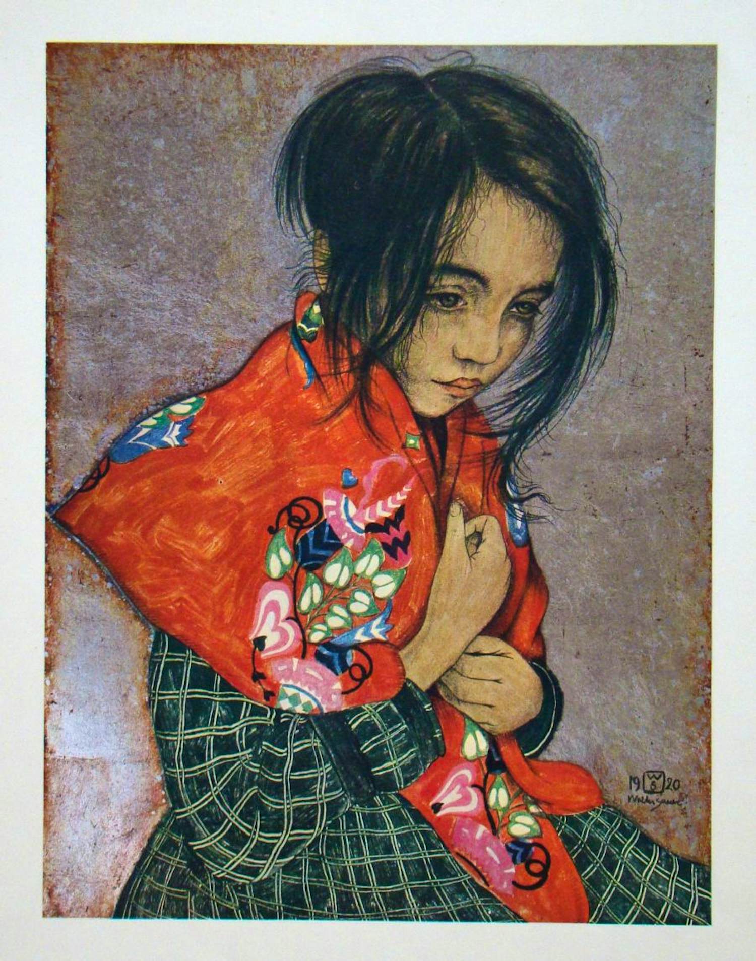 Walter Sauer - Portret van een kind - 1930 - Chromotypografie - Gesigneerd en gedateerd verkocht voor € 150!