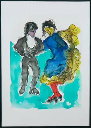 Jan Sierhuis - Twee giclées, Dansers, inclusief gedicht kopen? Bied vanaf 80!