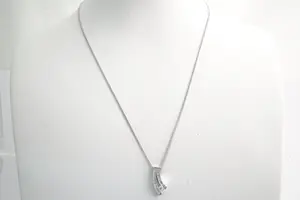 85 - Fijn 14Krt witgouden gourmette collier & (0.15ct) diamanten hanger kopen? Bied vanaf 190!