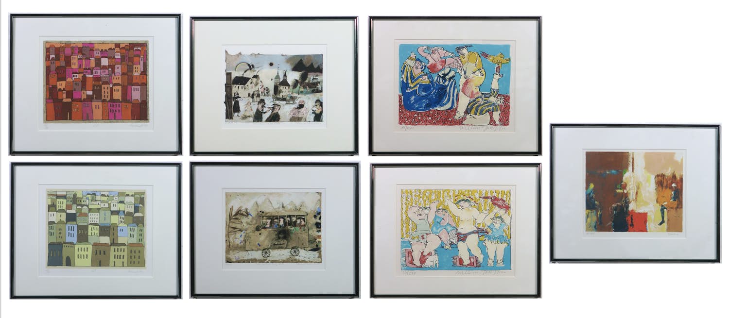 Willem Janssen - Werner Lehmann, Annemiek Vos, Dick Tasma! SET van 7 kleine ingelijste werken kopen? Bied vanaf 100!