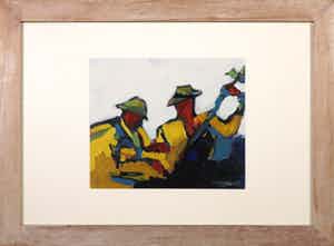 Charles Lagendijk - Acryl op karton, Zonder titel - Ingelijst verkocht voor € 50!