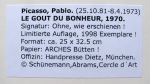 Pablo Picasso - Litho uit de reeks 'Le goût du bonheur' kopen? Bied vanaf 49!