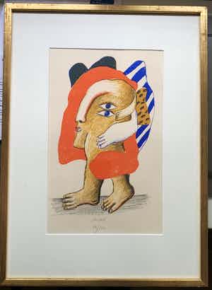Horst Antes - Figur Blau-Braun-Rot - litho - 1965 - oplage 100 ex verkocht voor € 295!
