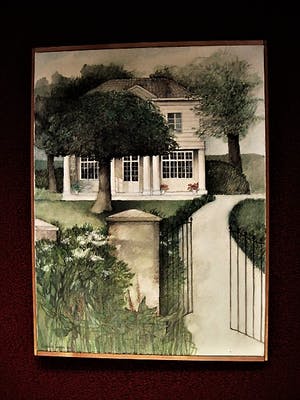 Niet of onleesbaar gesigneerd - Groot & intrigerend realistisch olieverf "het Witte huis" gesigneerd kopen? Bied vanaf 1!