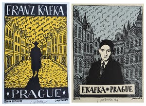 Jiri Votruba - 2x Litho , Franz Kafka, Praag – gesigneerd - 1991 kopen? Bied vanaf 75!
