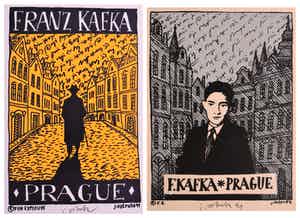 Jiri Votruba - 2x Litho , Franz Kafka, Praag – gesigneerd - 1991 verkocht voor € 75!