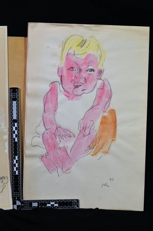 Jan van der Zee - 6 houtskoolschetsen van een zuigeling - 1955 kopen? Bied vanaf 45!