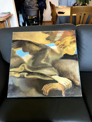 Anita de Harde - De engel weerhoudt Abraham van het offeren van zijn zoon Izaak. kopen? Bied vanaf 50!