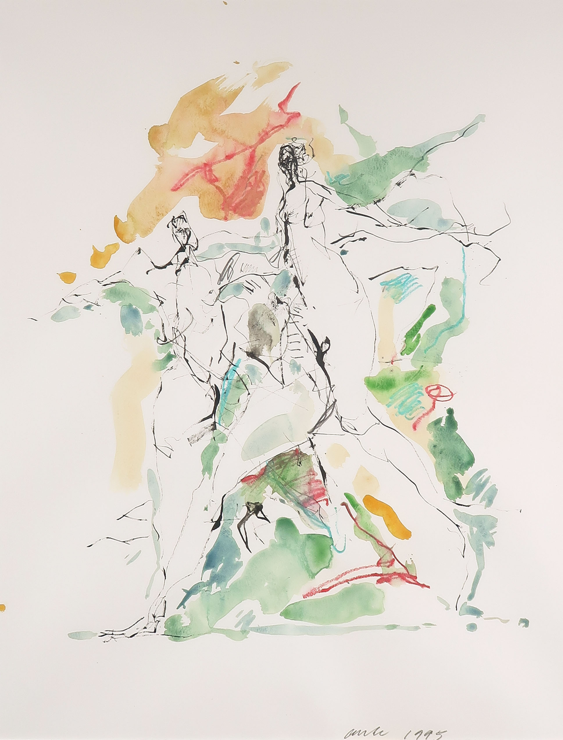 Niet of onleesbaar gesigneerd - Aquarel en inkt, Zonder titel - Ingelijst kopen? Bied vanaf 1!
