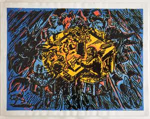 Jörg Immendorff - SÖHNE DER SONNE auf Leinwand verkocht voor € 2300!