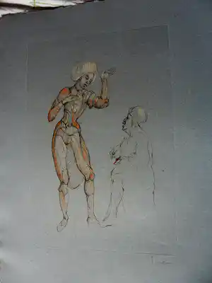 Leonor Fini - Originele ets "Scène de Théatre" vendu pour 40€ !