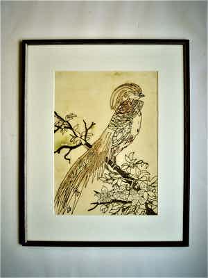 Jaap Gidding - UNIEK! 1920 Art Deco gedruppeld olieverf-reliëf "Vogel met Kuif" gesigneerd verkocht voor € 10!