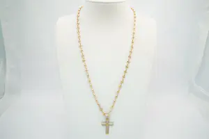 39 - Fraai 18Krt geel-gouden figaro collier & met vrijwel nieuw18kt gouden kruis kaufen? Bieten Sie von 1100!