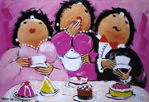 Theo Broeren - Acryl op doek, Verjaardagsfeest - Ingelijst (Groot) verkocht voor € 1!