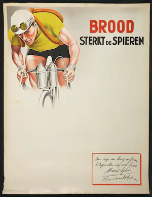 Niet of onleesbaar gesigneerd - Affiche, Brood sterkt de spieren kopen? Bied vanaf 1!