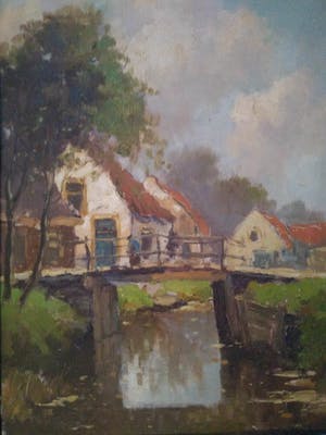 Niet of onleesbaar gesigneerd - Boerderij aan een rivier kopen? Bied vanaf 10!