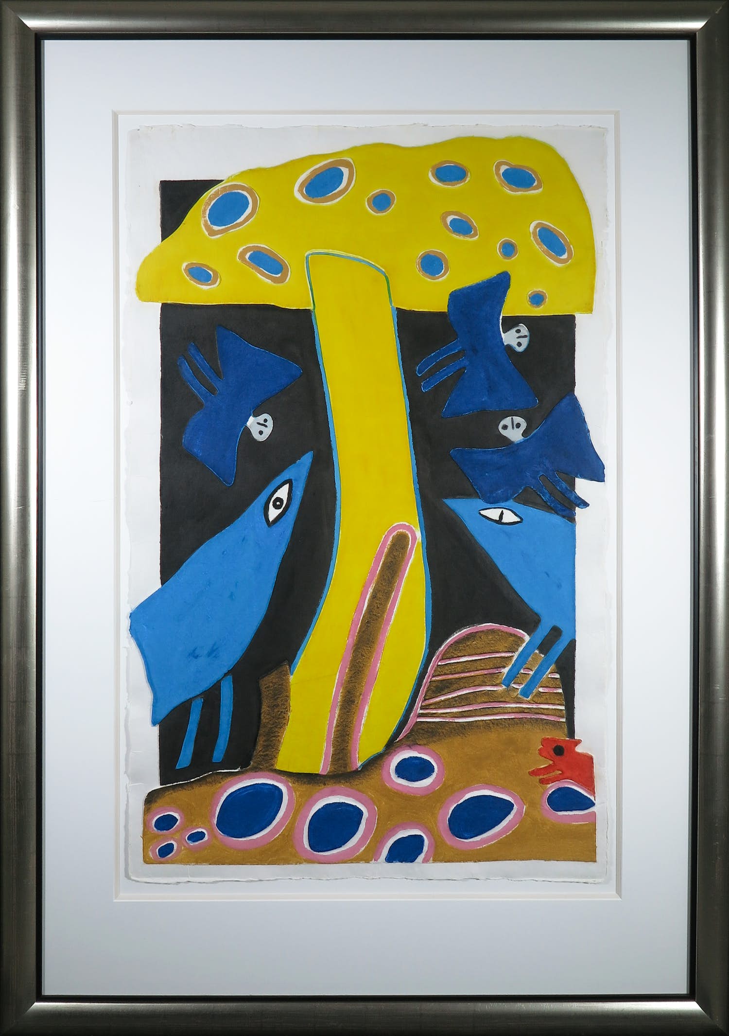 Corneille - Aquagravure op handgeschept papier, Domain des oiseaux - Ingelijst (Zeer groot) verkocht voor € 1!