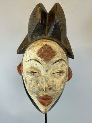 Punu - 210426 - African female mask from the Punu - Gabon. kopen? Bied vanaf 75!