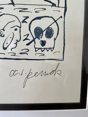 A.R. Penck - Zeldzame - Handgesigneerde litho - Compositie met figuren - Ingelijst kopen? Bied vanaf 165!