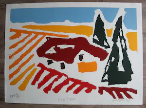 Jan Cremer - grote houtsnede: landschap - 1999 kopen? Bied vanaf 350!