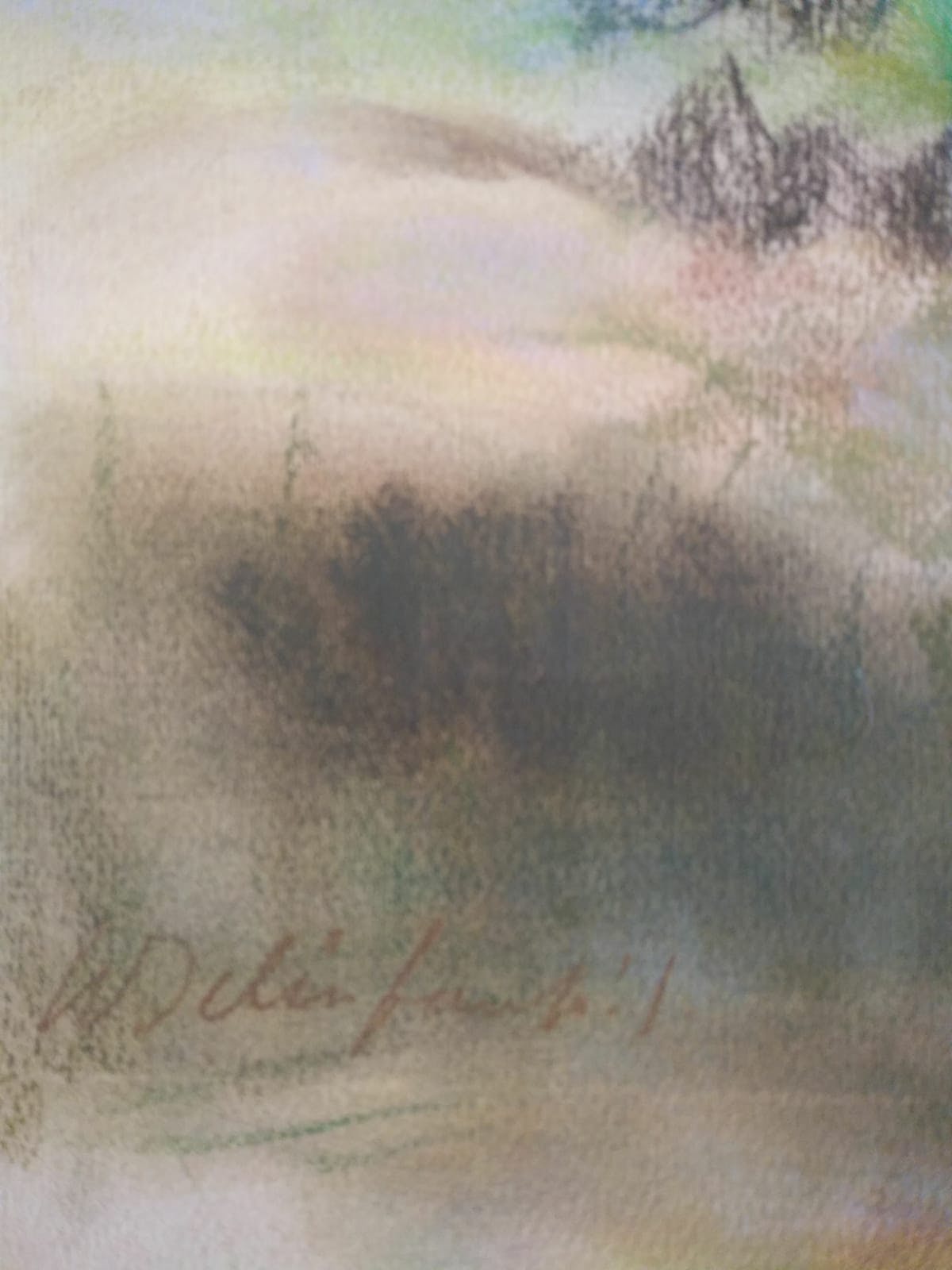 Willy Belinfante-Sauerbier - bomen in landschap, pasteltekening kopen? Bied vanaf 10!
