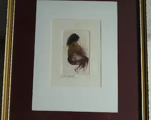 Niet of onleesbaar gesigneerd - Ingelijste ets , Halfnaakte vrouw kopen? Bied vanaf 1!