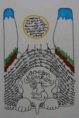 Leo Heijdenrijk - stifttekening: doemdenkers (veel zon en geluk in 1981) kopen? Bied vanaf 35!