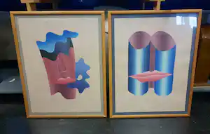 Wim Koster - LOT van 2 - sjabloondrukken - staand INGELIJST - 177-178 verkauft für € 100!